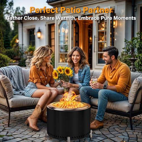 20" Smokeless Firepit with Stand (20 Inch Black)