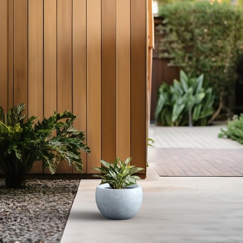 Small Round Bowl Blue Gray Concrete Planter 11.8" Dia