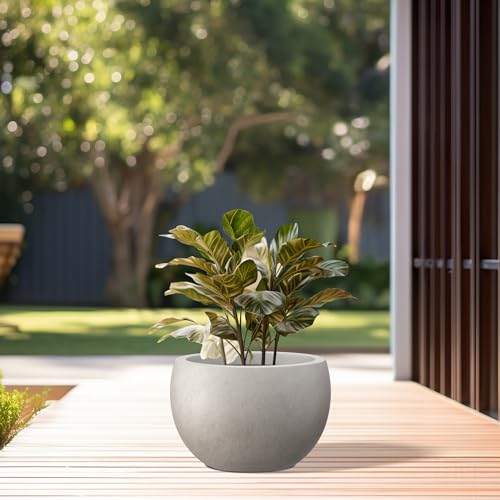 Small Round Bowl Weathered Concrete Planter 11.8" Dia (Weathered Concrete / 11.8" d)