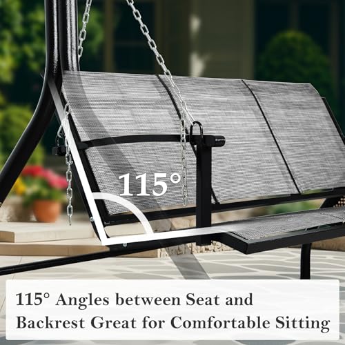 Textilene 3 Seat Hanging Swing (Ash Grey)