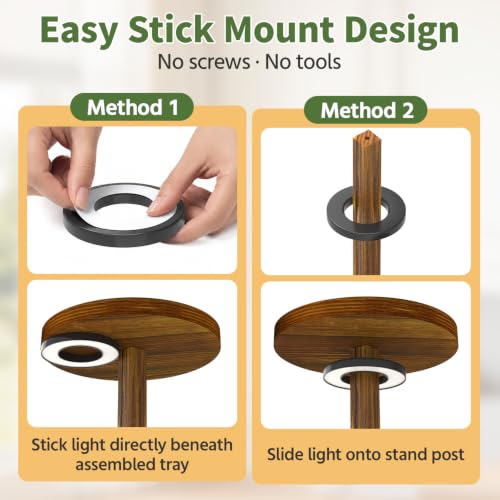 Wood Small Plant Stand Table Indoor Tall with Lights (Natural Brown with Light / 5 Tier)