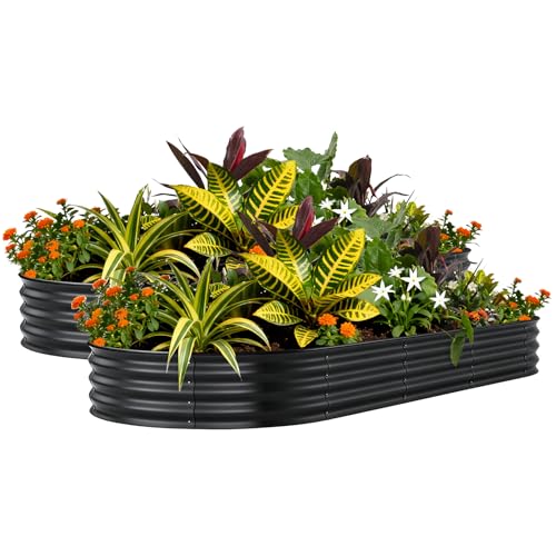 2 Pack 6X3X1ft Galvanized Raised Garden Bed (Gray-oval / 6x3x1ft 2pcs)