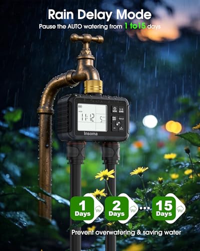 Water Timer with Brass Inlet (Black / 2 Outlets)