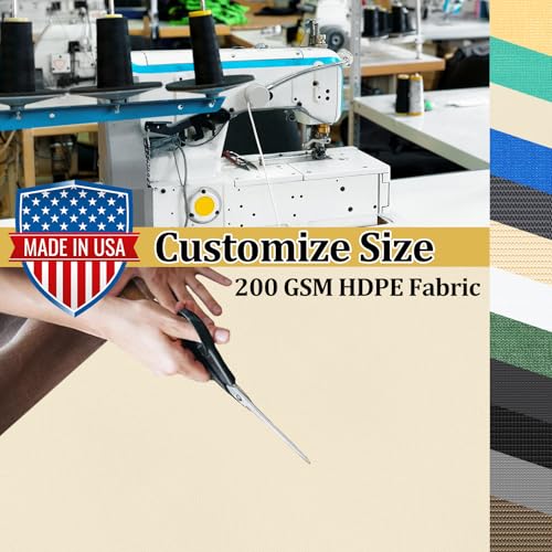 Customized Size 90% Sun Shade Cloth with Grommets (10' X 14' Customized Size / Cream)