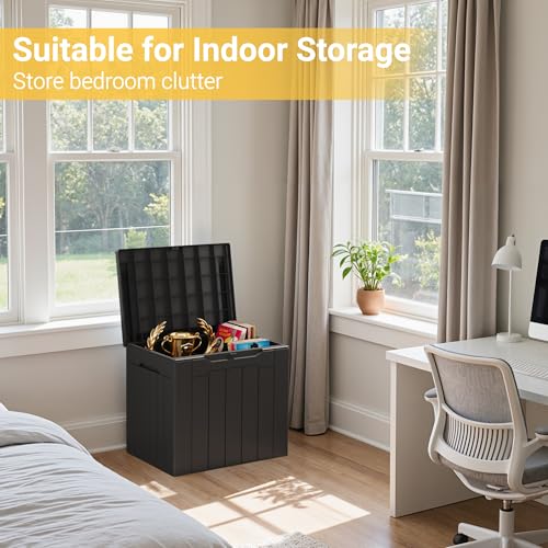 Outdoor Storage Box 31 Gallon Storage Box with Lid for Patio Furniture (31 Gallon / Dark Black)