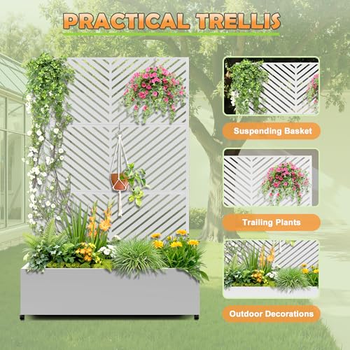Metal Raised Garden Bed (White-parallel / 71" x 47" x 16")