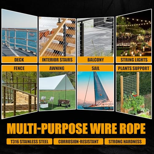 1 8" Black T316 Stainless Steel Cable Railing 1000 FT (1000FT / 1/8" black stainless steel cable)