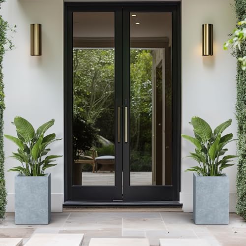 Accent Tall Square Blue Gray Concrete Planter 16" H (Slate Gray / 15.7" H)