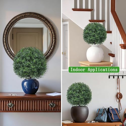 4PCS 24" Artificial Boxwood Topiary Ball Trees with Ground Spike (Boxwood 4pcs)