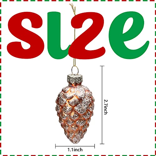 12 Pcs Christmas Pinecone Glass Hanging Ornaments (A Style / 12 Pcs)