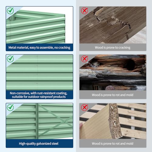 8x4x2ft Galvanized Raised Garden Bed Outdoor (Green-rect. / 8x4x2ft)
