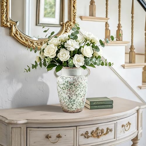Green Chinoiserie Vase (05-green and Beige-9.4 in)