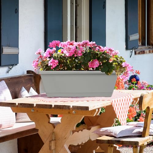 12Pcs 17Inches Rectangle Planter Box with Drainage Holes and Trays (12 12)