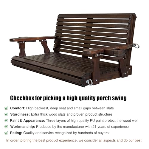 Wooden Porch Swing 2 (Rustic / 4.5 FT Extra Large)