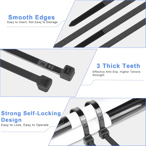 8 Inch Black Nylon Zip Ties (8" (70lb))