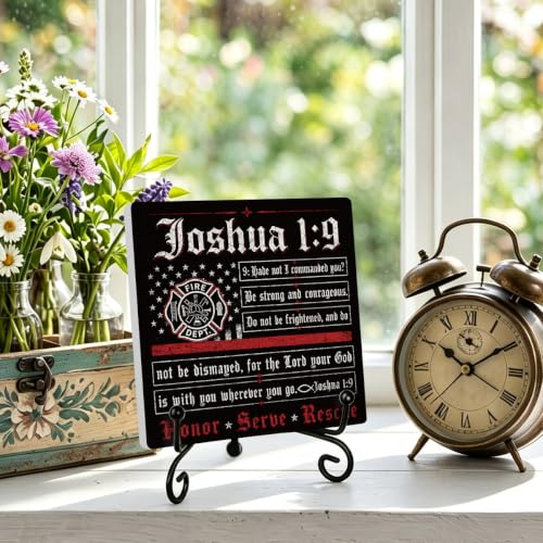 Firefighters Gift for Men Home Office Book Shelf Table Decor 6.3x6.3 In 03 (Multicolor 1732 / Wooden sign with iron frame（6.3 x 6.3 inches）)