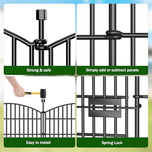 10 Panel No Dig Decorative Garden Fence with Gate 48"H x 22.6'L Dog Barrier (48 in(H) X 22.6 ft(L))