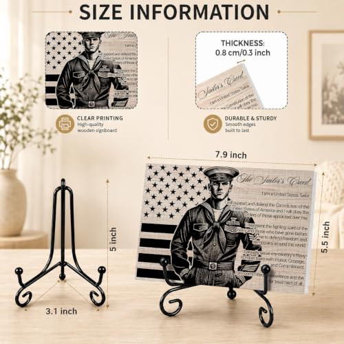 Sailor's Creed Wooden Plaque for Home Office Book Shelf Table Decor (Multicolor 1747 / Wooden sign with iron frame（5.5 x 7.9 inches）)