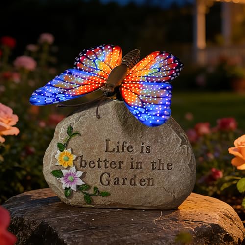 Solar LED Butterfly Garden Statue with Sparkling Light (Orange)