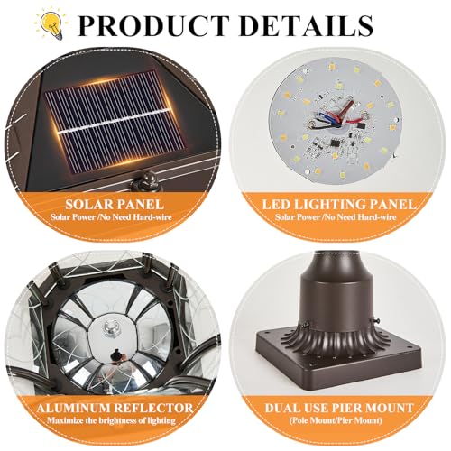 Dusk to Dawn Solar Outdoor Post Lights (L-1-BR)