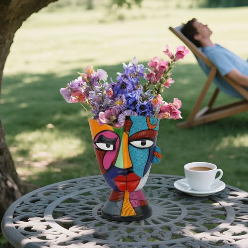 Face Planters for Indoor Plants Unique Abstract Face Planter Pots (Rainbow1)