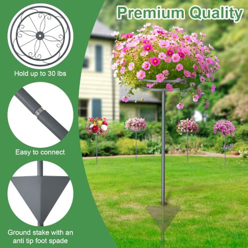 2 Pack Adjustable Outdoor Flower Pot Stand (Grey)
