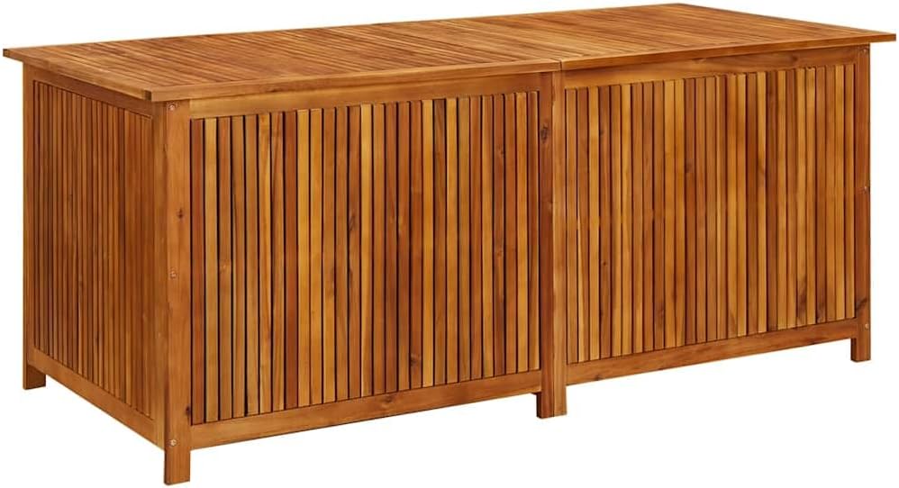 vidaXL Outdoor Storage Box, [Load Capacity Gallon] Deck Box with Gas-Lift Lid, Storage Chest with Water-Resistant Zippered Bag Inside, 68.9''x31.5''x29.5'', Solid Acacia Wood