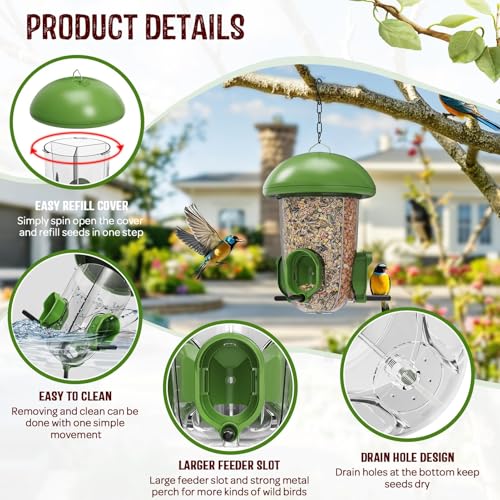 LONA Bird Feeder with 3 Compartments (Green / MAX)