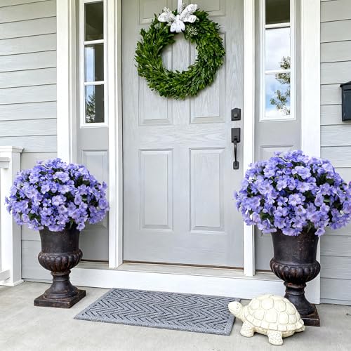 Artificial Flowers for Outdoors Planter UV Resistant Faux Hydrangea (C-blue)
