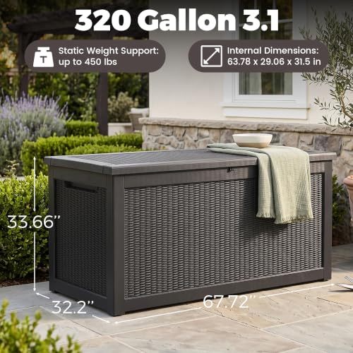 Outdoor Storage Box (Black / 320 Gallon 3.1 XXL)