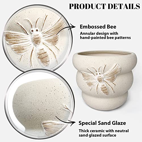 Ceramic Plant Pots (8+6 Inch / Terrabee Beige)
