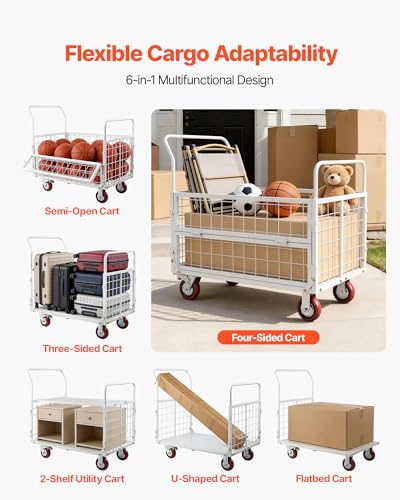 Platform Truck Cart with Cage (44.5 x 26.6 x 42.1 in/ 1130 x 675 x 1070 mm)