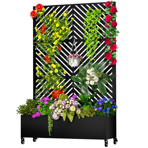Metal Planter Box with Trellis (Black-arrow / With Planter Box)