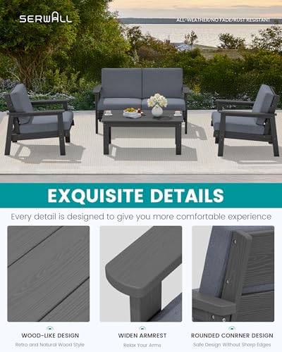 HDPE Patio Furniture Set 5 Piece