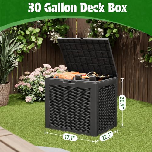 30 Gallon Outdoor Storage Box Waterproof Deck Box for Patio (Black / 30 Gallon)