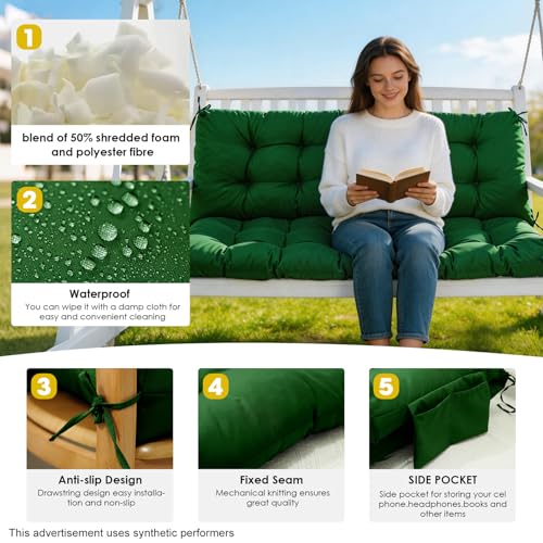 Porch Swing Cushions (Dark Green / 60x40in)