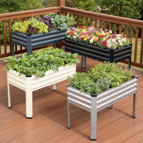 Galvanized Raised Garden Bed with Legs 2Pack (Dark Grey)