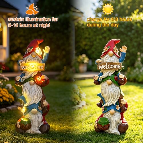 Garden Gnome Statue Solar Lights (three gnomes)