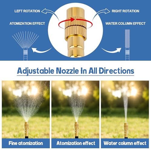 100FT Misting Cooling System with 360°Adjustable Nozzles (100FT with Adjustable Brass Spray Nozzles)