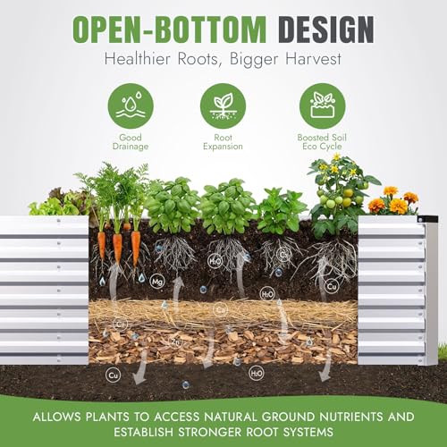 Galvanized Metal Raised Garden Bed 8×3×2FT (Silver / 8×3×2ft)