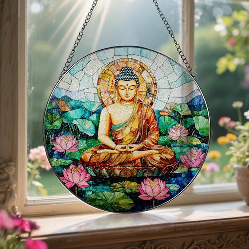 8 Inch Buddha Stained Glass Suncatcher & Ornament (Buddha)