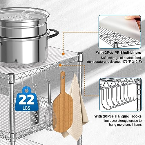 Commercial Rolling Utility Cart (3 Tier / 3-chrome)