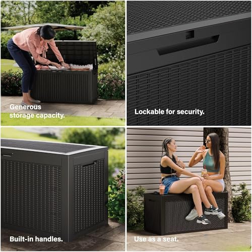 270 Gallon Outdoor Storage Box Patio Deck Box Waterproof (Black / 270 Gallon)