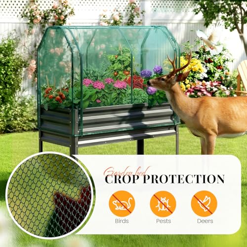 Large Raised Garden Bed with Legs & Netting 48×24×56 in