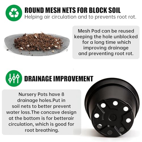 50 Pack 6 Inch Nursery Pots (Black / 6 Inch 50 Pack)