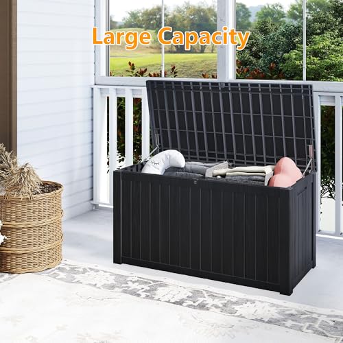 180 Gallon Deck Boxes Outdoor Waterproof (Black / 180 GAL)