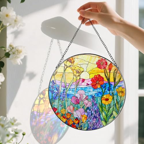 8 Inch Stained Glass Ornament (Wildflowers B)