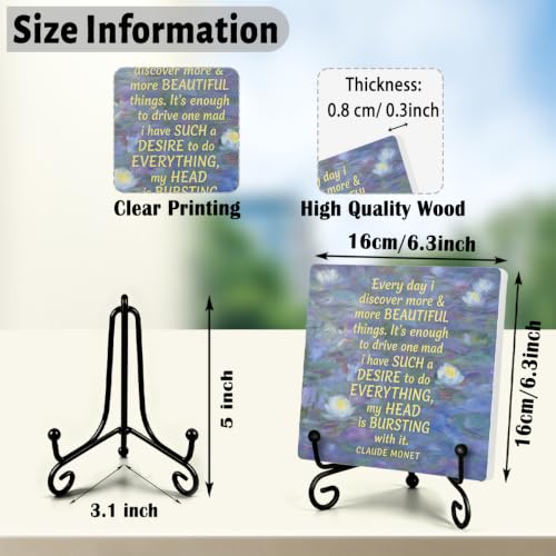 Claude Monet Quote for Home Office Book Shelf Table Decor 6.3x6.3 Inch (Multicolor 1740 / Wooden sign with iron frame（6.3 x 6.3 inches）)