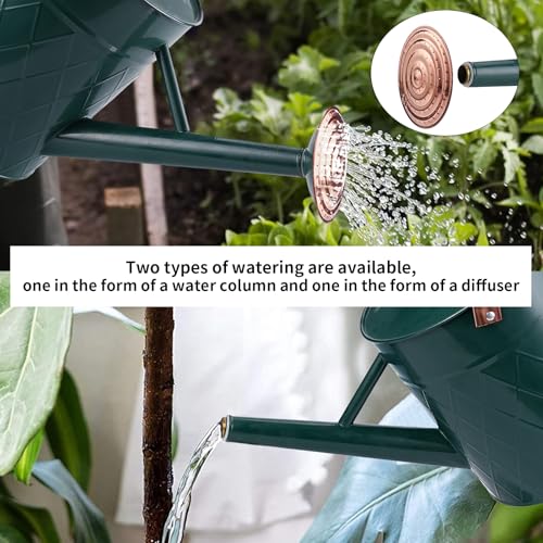 1.75 Gallon Outdoor Metal Watering Can for Garden Plants (Green)