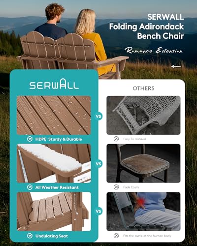 5 Pc HDPE Adirondack Set (Brown / 2 chair &2 bench &1 coffee table)